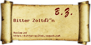 Bitter Zoltán névjegykártya